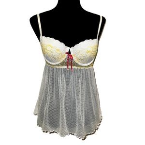 NK Romance Sheer Embroidered Chemise Slip Camisole Size Small